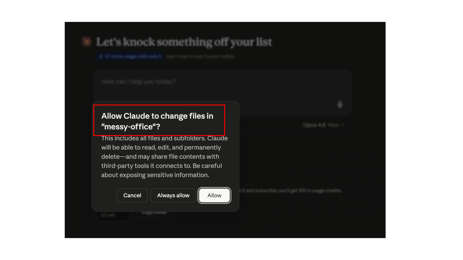 permission dialog